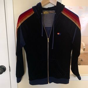 Aviator nation velvet zip up hoodie